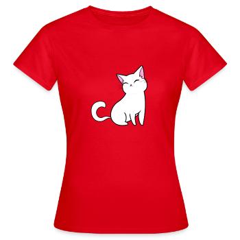 Happy Cat - Frauen T-Shirt - Rot - Vorne - AI Model Female 172 dark (172cm)