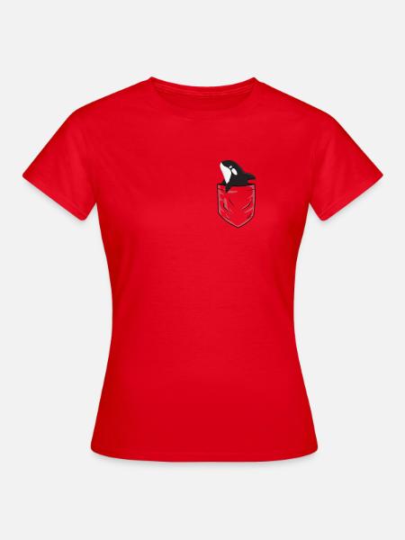 Cool Whale Orka Orka in Borstzak T-Shirt - Vrouwen T-shirt - rood