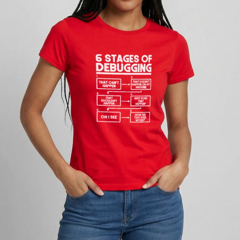 6 Stages Of Debugging Programmierer Coding Frauen T-Shirt