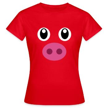 Schwein Kostüm Halloween Schweinchen - Frauen T-Shirt - Rot - Vorne - AI Model Female 172 dark (172cm)