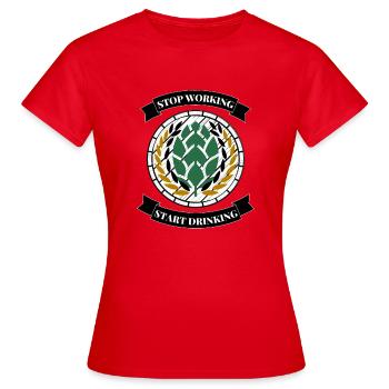 STOP WORKING / START DRINKING - Frauen T-Shirt - Rot - Vorne - AI Model Female 172 dark (172cm)