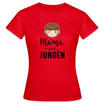Mama von Jungen Geschenk Mutter Muttertag - Frauen T-Shirt - Rot - Vorne - AI Model Female 172 dark (172cm)