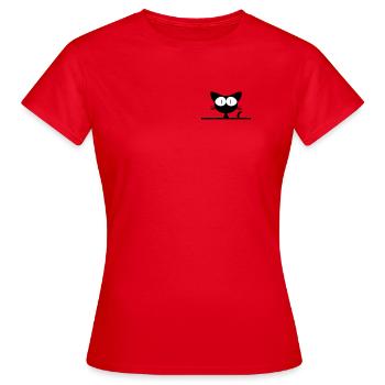 Funny cat looking out of his pocket - Women's T-Shirt - red - Front - AI Model Female 172 dark (172cm)