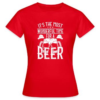 Christmas Beer Beer Time Merry Christmas - Women's T-Shirt - red - Front - AI Model Female 172 dark (172cm)