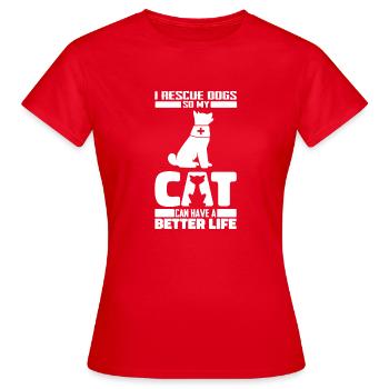 Chien de sauvetage Chien Chat - T-shirt Femme - rouge - Devant - AI Model Female 172 dark (172cm)