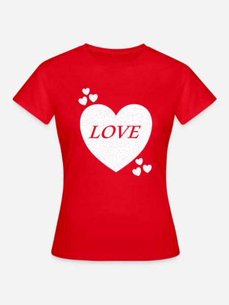 Herz Love - Frauen T-Shirt - Rot