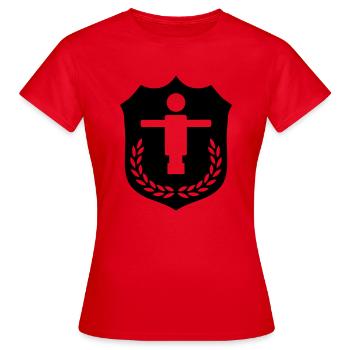 Kicker Wappen - Frauen T-Shirt - Rot - Vorne - AI Model Female 172 dark (172cm)
