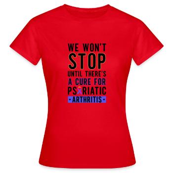 Nous ne nous arrêterons pas tant qu'il n'y aura pas de remède - T-shirt Femme - rouge - Devant - AI Model Female 172 dark (172cm)
