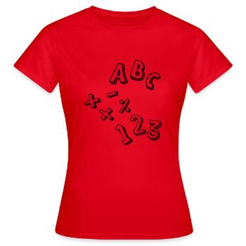 Inscription: ABC / 123 / +-x: - T-shirt Femme - rouge - Devant - AI Model Female 172 dark (172cm)