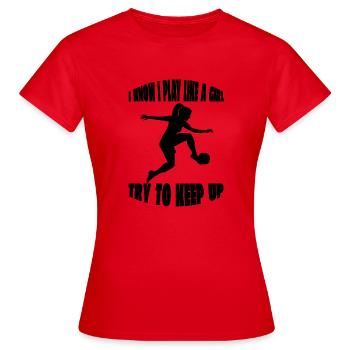 Fußballmannschaft Fußballspieler Fußballdesign - Frauen T-Shirt - Rot - Vorne - AI Model Female 172 dark (172cm)