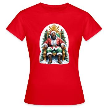 Weihnachtsmann sitzt auf seinem goldenen Thron - Frauen T-Shirt - Rot - Vorne - AI Model Female 172 dark (172cm)