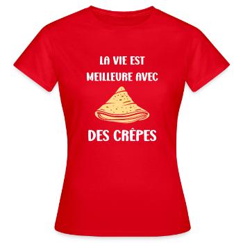 Crêpes Bretagne humour crêpe - T-shirt Femme - rouge - Devant - AI Model Female 172 dark (172cm)