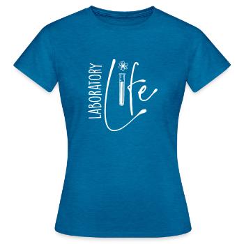 Vie de laboratoire - Biologiste Science Fan Biologie - T-shirt Femme - bleu saphir antique chiné - Devant - AI Model Female 172 dark (172cm)
