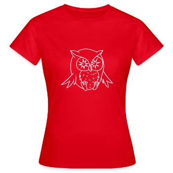 Eule Sonne Augen Raubvogel Nachtaktiver Raubvogel - Frauen T-Shirt - Rot - Vorne - AI Model Female 172 dark (172cm)