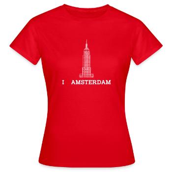 Niederländisches Empire-Gebäude I Love Amsterdam Flagge - Frauen T-Shirt - Rot - Vorne - AI Model Female 172 dark (172cm)