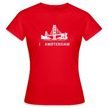 I love Amsterdam Golden Gate Bridge Netherland Wortspiel - Frauen T-Shirt - Rot - Vorne - AI Model Female 172 dark (172cm)