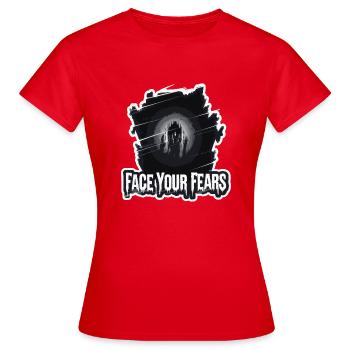 DEINE SCHLIMMSTEN ÄNGSTE - Frauen T-Shirt - Rot - Vorne - AI Model Female 172 dark (172cm)