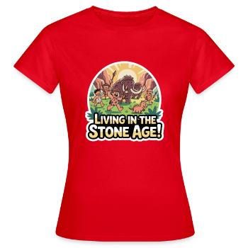 HÖHLENMENSCHEN, DIE IN DER STEINZEIT LEBEN - Frauen T-Shirt - Rot - Vorne - AI Model Female 172 dark (172cm)