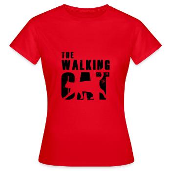 the walking cat t-shirt (Katzen-Version TW-Dead) - Frauen T-Shirt - Rot - Vorne - AI Model Female 172 dark (172cm)