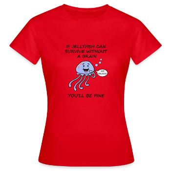 Jellyfish Brain Funny Humorous Nouveauté Design - T-shirt Femme - rouge - Devant - AI Model Female 172 dark (172cm)