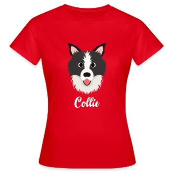 Collie - Border Collie - T-shirt Femme - rouge - Devant - AI Model Female 172 dark (172cm)