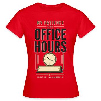 My Patience Has Office Hours – teacher's humor - Women's T-Shirt - red - Front - AI Model Female 172 dark (172cm)