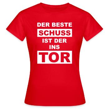 Fussball Schuss Tor - Frauen T-Shirt - Rot - Vorne - AI Model Female 172 dark (172cm)