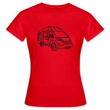 Van / Camper Van - Front - Black - Women's T-Shirt - red - Front - AI Model Female 172 dark (172cm)