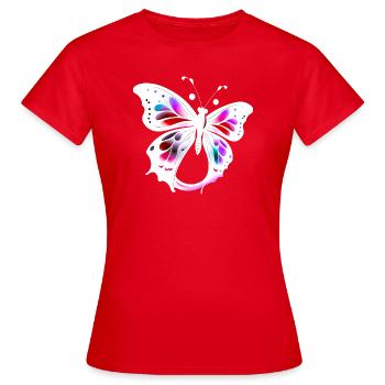Mehrfarbiger Schmetterling - Frauen T-Shirt - Rot - Vorne - AI Model Female 172 dark (172cm)
