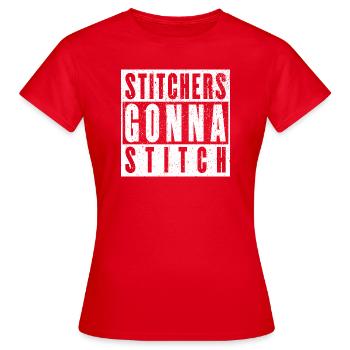 Sticker gehen zum Stitchen - Weihnachts- und Geburtstagsgeschenk - Frauen T-Shirt - Rot - Vorne - AI Model Female 172 dark (172cm)