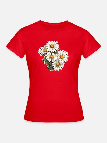 Gänseblümchen 5 Blüten - Frauen T-Shirt - Rot