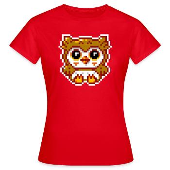 8bit Eule - Frauen T-Shirt - Rot - Vorne - AI Model Female 172 dark (172cm)