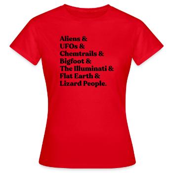 Pack de démarrage de la théorie du complot - T-shirt Femme - rouge - Devant - AI Model Female 172 dark (172cm)