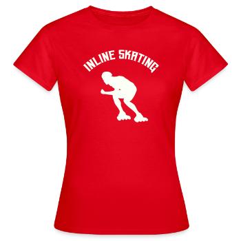 Inline Skating - Women's T-Shirt - red - Front - AI Model Female 172 dark (172cm)