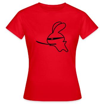 Lapin Ninja Kamikaze - T-shirt Femme - rouge - Devant - AI Model Female 172 dark (172cm)