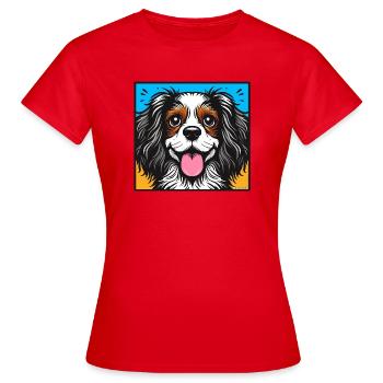 King Charles Cavalier Pop art - Women's T-Shirt - red - Front - AI Model Female 172 dark (172cm)