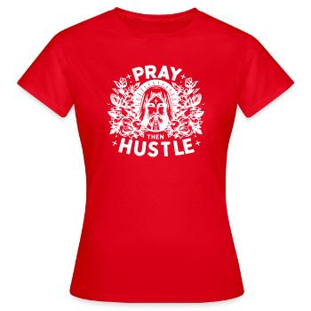Bete dann: Hektik - Frauen T-Shirt - Rot - Vorne - AI Model Female 172 dark (172cm)
