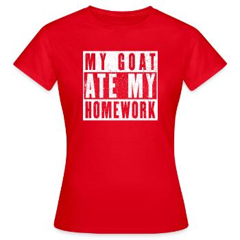 Ma chèvre a mangé mes devoirs - T-shirt Femme - rouge - Devant - AI Model Female 172 dark (172cm)
