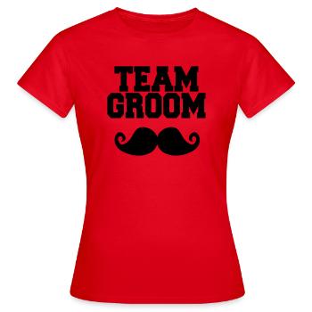 Team Groom, Bachelor Party, Stag & Hen Nights - T-shirt Femme - rouge - Devant - AI Model Female 172 dark (172cm)