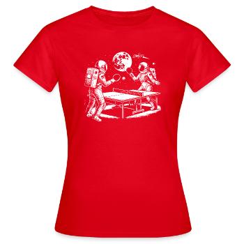 Tischtennis im Kosmos - Frauen T-Shirt - Rot - Vorne - AI Model Female 172 dark (172cm)