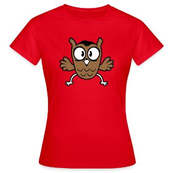 Owl Eagle Owl Jumps Funny, Jumping Jack Flies Flutters - Women's T-Shirt - red - Front - AI Model Female 172 dark (172cm)