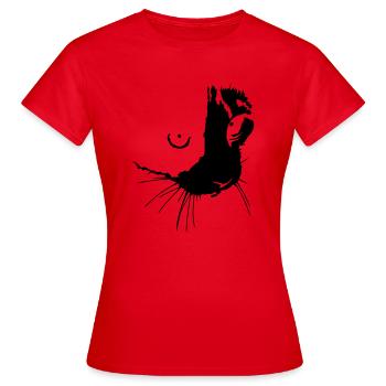 000470 Katzengesicht - Frauen T-Shirt - Rot - Vorne - AI Model Female 172 dark (172cm)