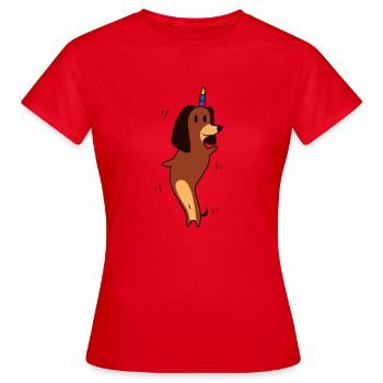 Teckel danser Licorne chien cadeau drôle gay - T-shirt Femme - rouge - Devant - AI Model Female 172 dark (172cm)