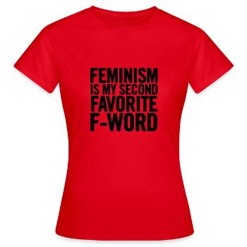Feminism Is My Second Black - Women's T-Shirt - red - Front - AI Model Female 172 dark (172cm)