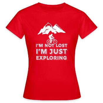 Mountains - mountain biking - mountain biking - cycling - Women's T-Shirt - red - Front - AI Model Female 172 dark (172cm)