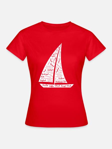 Segelboot Wortwolken Design - Frauen T-Shirt - Rot