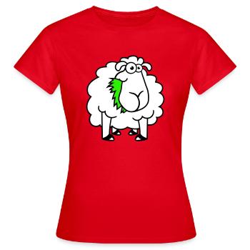 Sheep Eats Grasses Eat Grass Hungry Funny - Women's T-Shirt - red - Front - AI Model Female 172 dark (172cm)