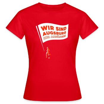 WIR SIND AUGSBURG – IHR ANFÄNGER ! 4c red on w b - Frauen T-Shirt - Rot - Vorne - AI Model Female 172 dark (172cm)