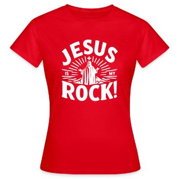 Jesus ist mein Fels in der Brandung - Frauen T-Shirt - Rot - Vorne - AI Model Female 172 dark (172cm)