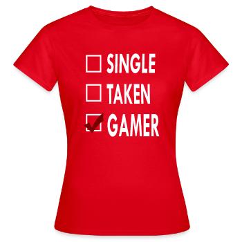 SINGLE GAMER - T-shirt Femme - rouge - Devant - AI Model Female 172 dark (172cm)